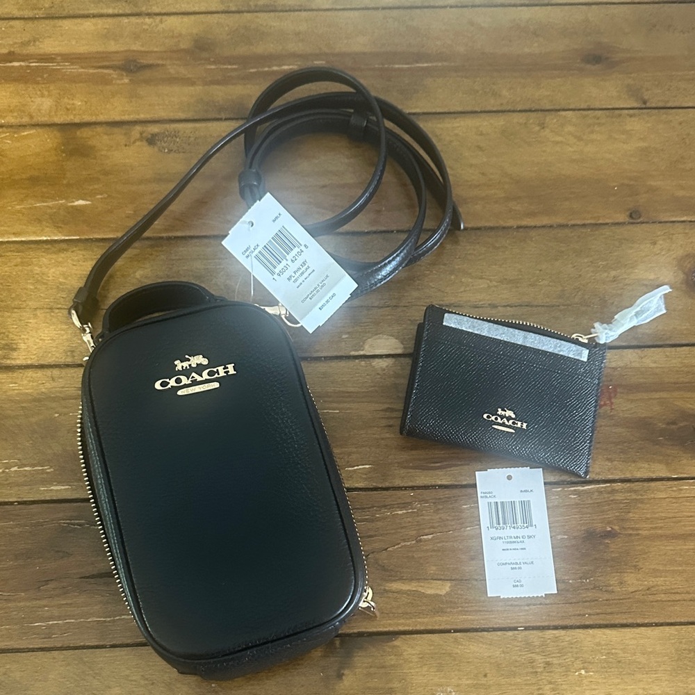 Coach Black Belt Bag and Card Holder Set